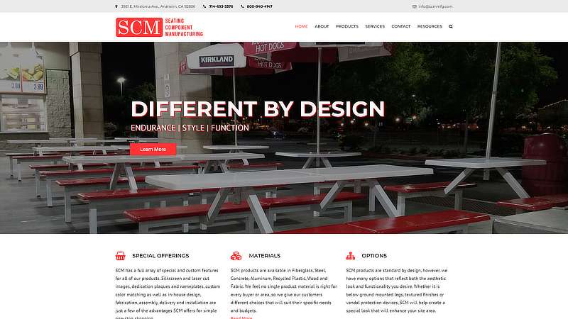 Website Screenshot of SCM Manufacturing